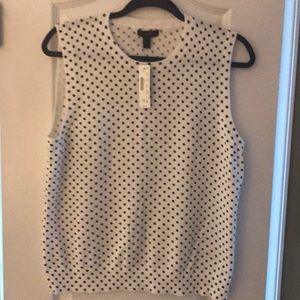 J. Crew Navy and White Polka Dot Sleeveless Top